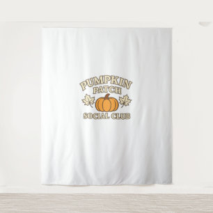 Pumpkin Patch Social Club – Cozy Autumn Aesthetic Tapestry