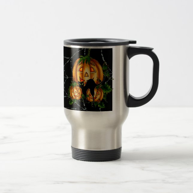 PUMPKIN PATCH & SPIDERWEB by SHARON SHARPE Travel Mug (Right)
