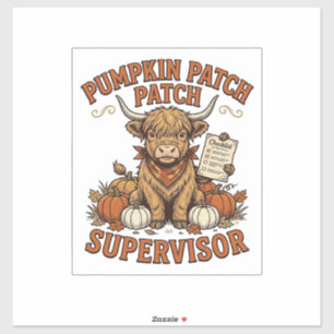 Pumpkin Patch Supervisor Highland Cow Vintage Shir