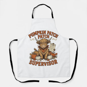 Pumpkin Patch Supervisor Highland Cow Vintage Shir Apron