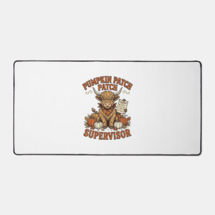 Pumpkin Patch Supervisor Highland Cow Vintage Shir Desk Mat