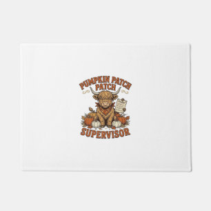 Pumpkin Patch Supervisor Highland Cow Vintage Shir Doormat