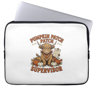 Pumpkin Patch Supervisor Highland Cow Vintage Shir Laptop Sleeve