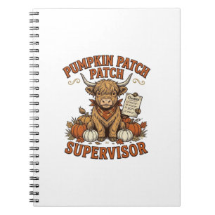 Pumpkin Patch Supervisor Highland Cow Vintage Shir Notebook