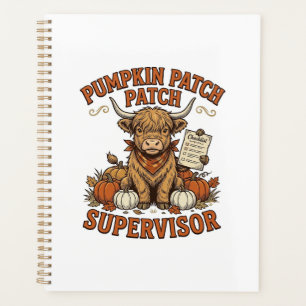 Pumpkin Patch Supervisor Highland Cow Vintage Shir Planner