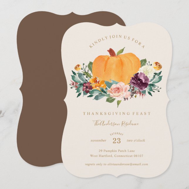Pumpkin Patch Thanksgiving Dinner Invitation (Front/Back)