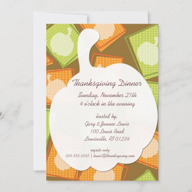 Pumpkin Patch Thanksgiving Party Invitations (Front)