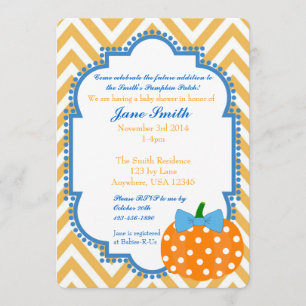 Pumpkin Patch Themed Boy Baby Shower Invitation