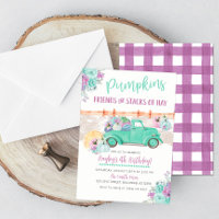 Pumpkin Patch Turquoise Vintage Truck Birthday