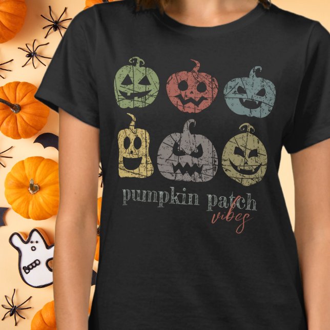 Pumpkin Patch Vibes Retro Halloween Colourful T-Shirt (Creator Uploaded)