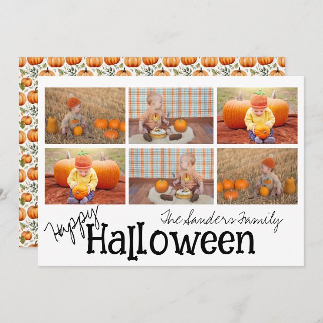 Pumpkin Patch Whimsy Holiday Card (Front/Back)