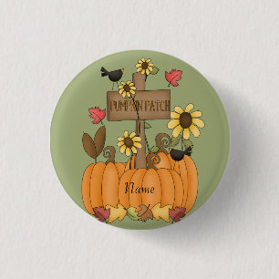 Pumpkin Patch with Name 3 Cm Round Badge