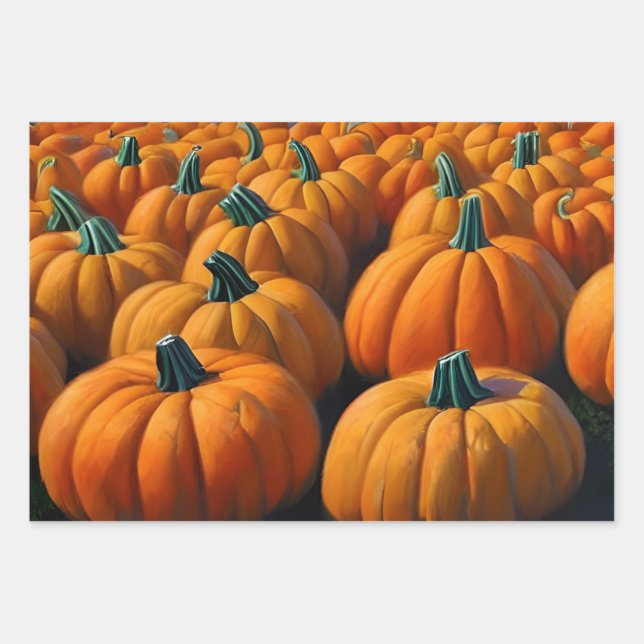 Pumpkin Patch Wrapping Paper Sheet (Front)