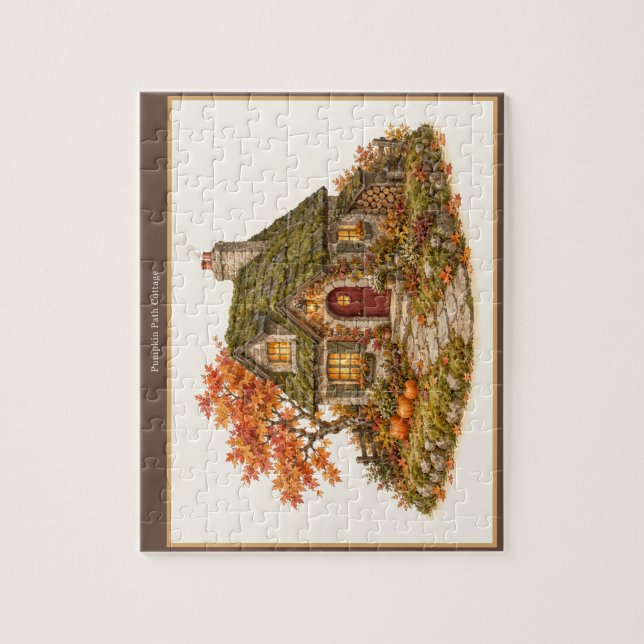 Pumpkin Path Autumn Cottage Puzzle (Vertical)