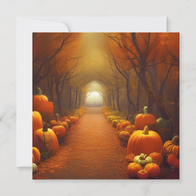 Pumpkin Path Beautiful Autumn Scene Custom  Card (Front)
