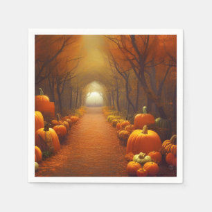 Pumpkin Path Beautiful Autumn Scene Paper Napkin