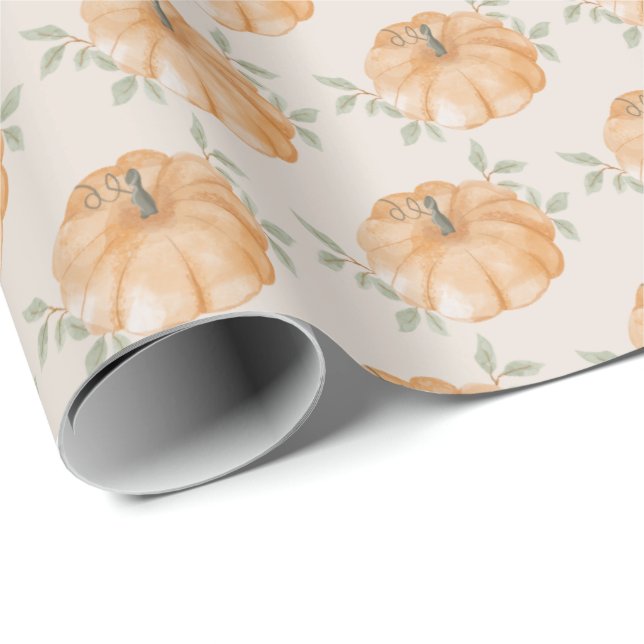 Pumpkin Pattern Autumn Fall Wrapping Paper (Roll Corner)