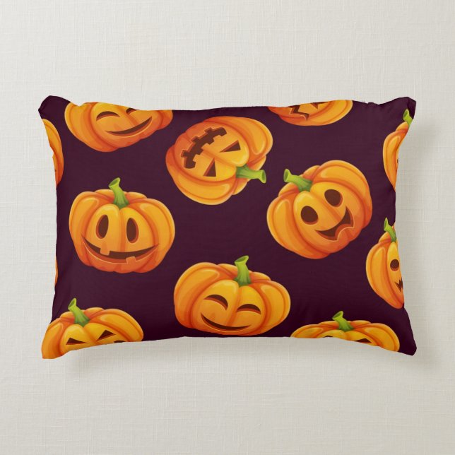 Pumpkin pattern decorative cushion (Front)