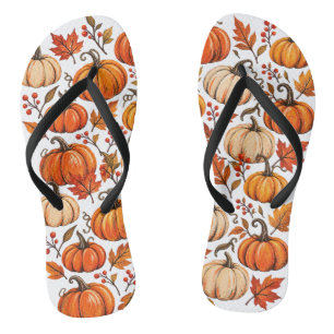 Pumpkin pattern flip flops