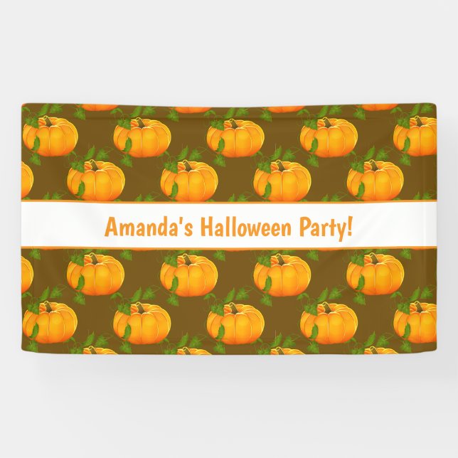Pumpkin Pattern Halloween Party Banner (Horizontal)