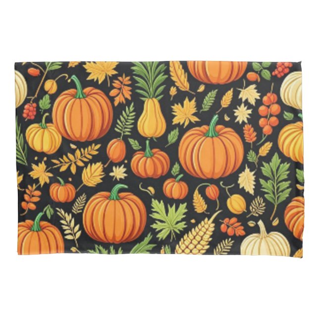 Pumpkin Pattern Harvest Day Autumn Pillowcase (Front)