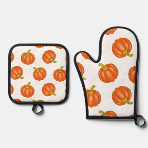Pumpkin pattern oven mitt & pot holder set