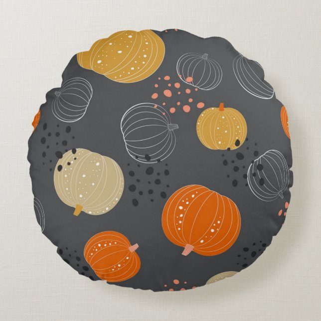 Pumpkin pattern round cushion (Front)