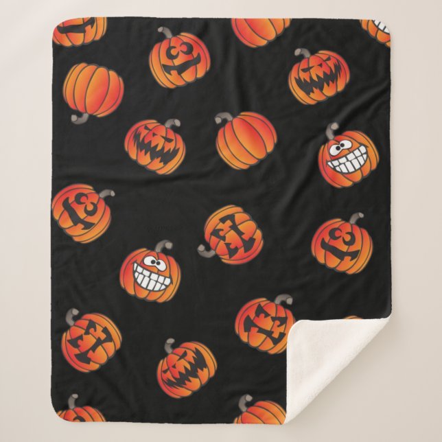 Pumpkin pattern sherpa blanket (Front)