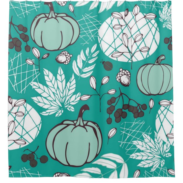 Pumpkin pattern shower curtain (Front)