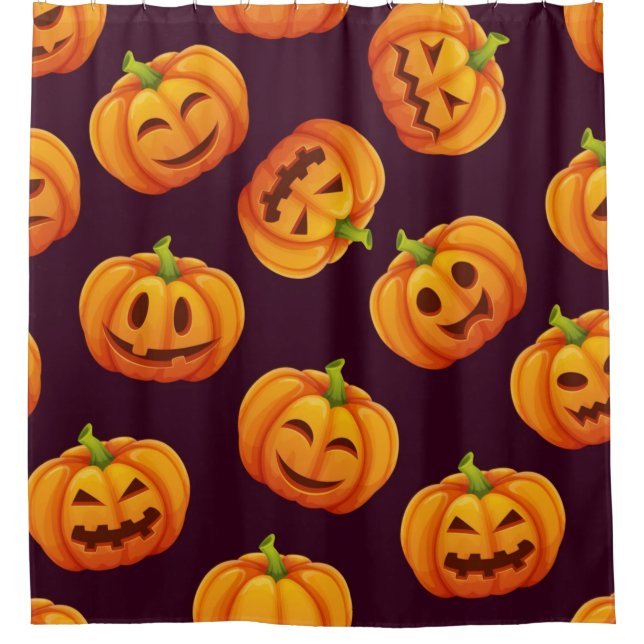 Pumpkin pattern shower curtain (Front)