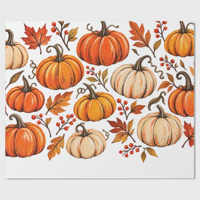 Pumpkin pattern  wrapping paper (Flat)