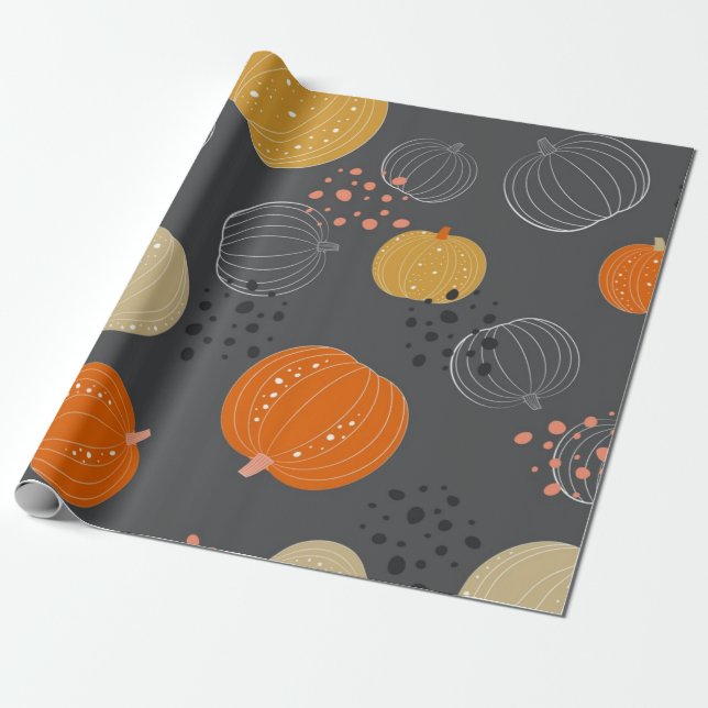 Pumpkin pattern wrapping paper (Unrolled)