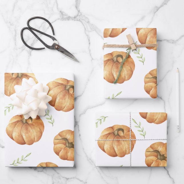 Pumpkin Pattern Wrapping Paper Sheet (Front)