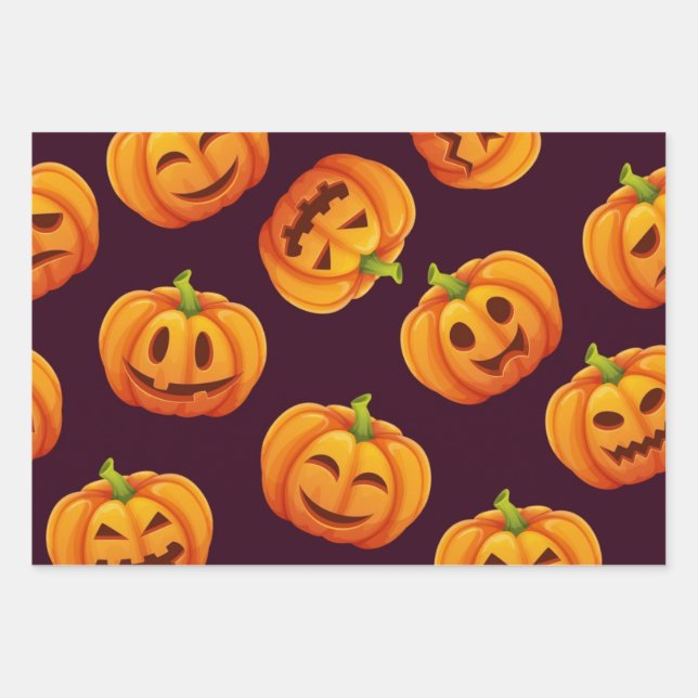 Pumpkin pattern wrapping paper sheet (Front)