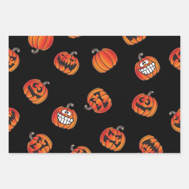Pumpkin pattern wrapping paper sheet (Front)