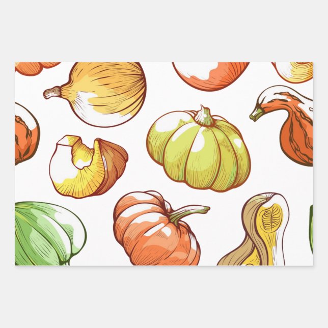 Pumpkin pattern wrapping paper sheet (Front)