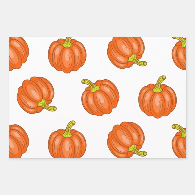 Pumpkin pattern wrapping paper sheet (Front)
