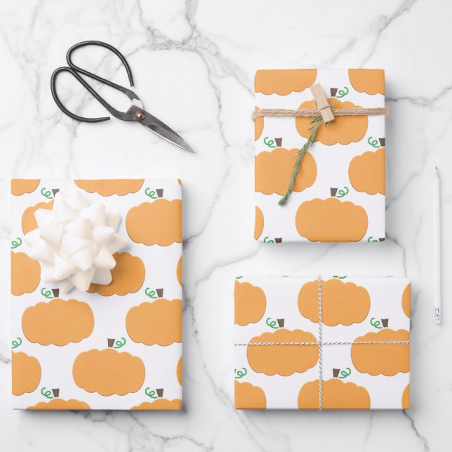 Pumpkin Pattern  Wrapping Paper Sheet (Front)