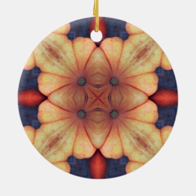 Pumpkin Patterns - Fall Colour - Thanksgiving Gift Ceramic Tree Decoration (Back)