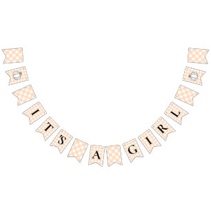 Pumpkin Peach Gingham It's A Girl Bunting Flags