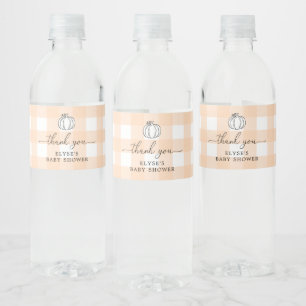 Pumpkin Peach Gingham Thank You Favour Water Bottl Bottle Label