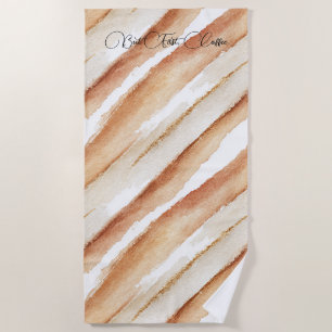 Pumpkin Peach Latte Stripes Beach Towel