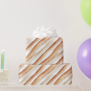 Pumpkin Peach Latte Stripes Birthday Wrapping Paper