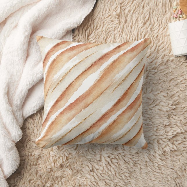 Pumpkin Peach Latte Stripes   Cushion (Blanket)
