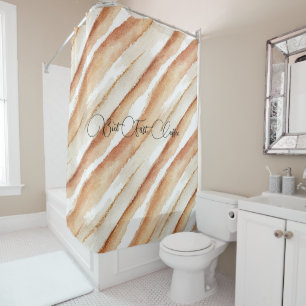 Pumpkin Peach Latte Stripes   Shower Curtain
