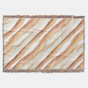Pumpkin Peach Latte Stripes Throw Blanket