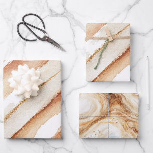 Pumpkin Peach Latte Swirls Stripes Birthday Wrapping Paper Sheet