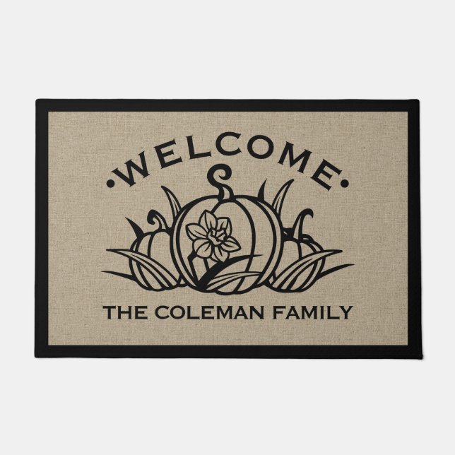 Pumpkin & Petals Welcome Doormat (Front)