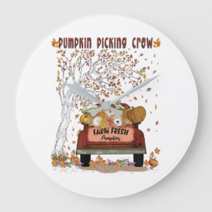 Pumpkin Picking Crew Large Clock