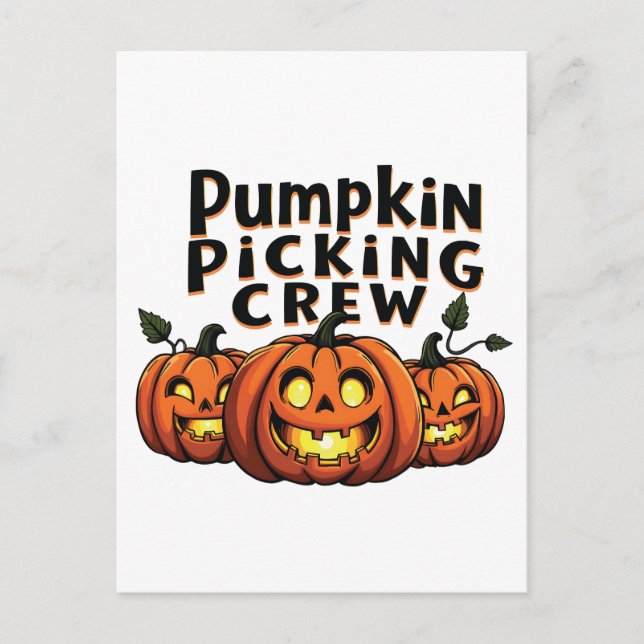 Pumpkin Picking Crew Spooky Halloween Matching Invitation Postcard (Front)